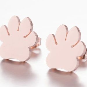 Dog paw shaped earrings/rose gold color